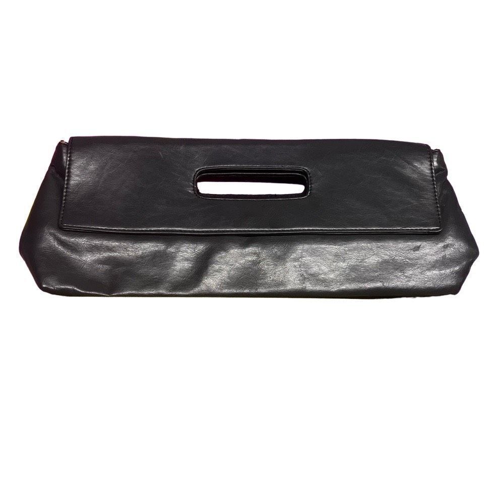 Long gray PVC clutch with magnetic snap